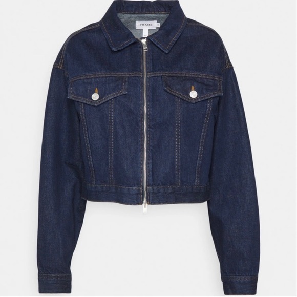 Frame Denim Jackets & Blazers - Frame Denim Jean jacket cropped full‎ zip XS dark wash classic casual cotton